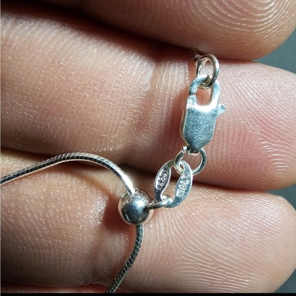 Sterling Silver Shiva Eye Shell Pendant On 21 Inch Sterling Snake Link Chain - Picture 6 of 7